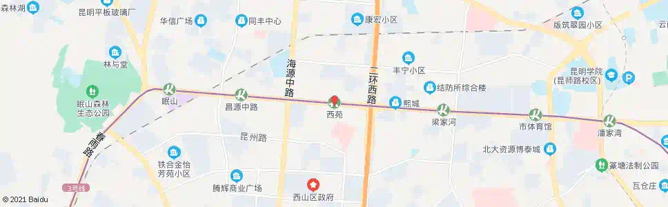 昆明西苑小吃广场_公交站地图_昆明公交_妙搜公交查询2025