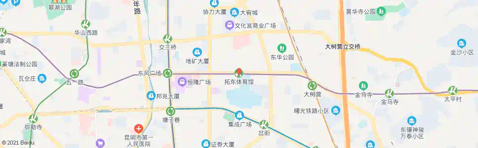 昆明拓东体育馆_公交站地图_昆明公交_妙搜公交查询2025