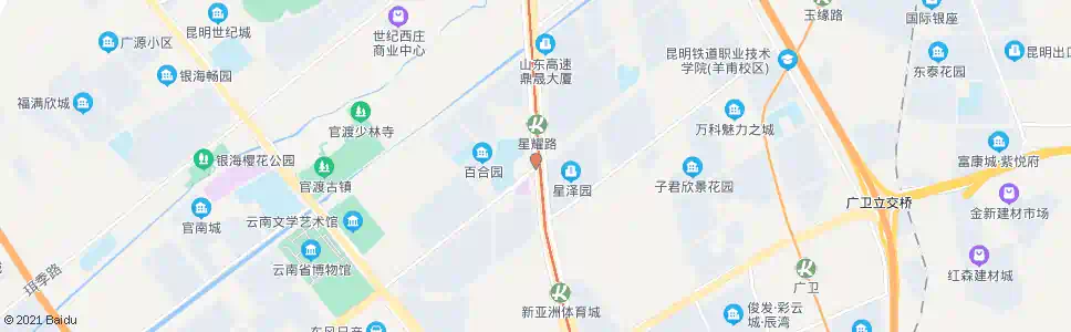 昆明彩云北路口(星耀路)_公交站地图_昆明公交_妙搜公交查询2025