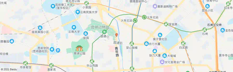昆明圆通山_公交站地图_昆明公交_妙搜公交查询2025