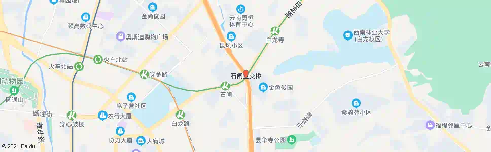 昆明石闸立交桥(白龙路)_公交站地图_昆明公交_妙搜公交查询2025