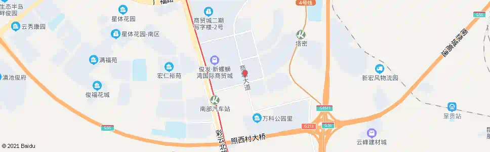 昆明螺蛳湾商贸城东(商城大道)_公交站地图_昆明公交_妙搜公交查询2025