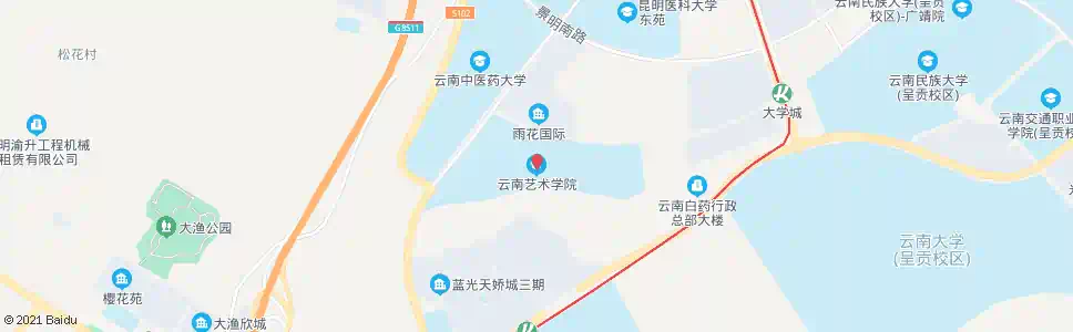 昆明雨花路(云南艺术学院)_公交站地图_昆明公交_妙搜公交查询2025
