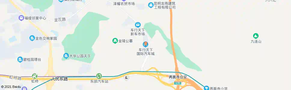 昆明车行天下汽车城北_公交站地图_昆明公交_妙搜公交查询2025