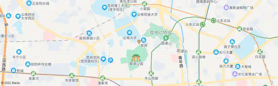 昆明云南大学(翠湖东路)_公交站地图_昆明公交_妙搜公交查询2025