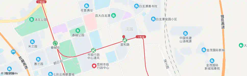 昆明白龙潭浣园1号门_公交站地图_昆明公交_妙搜公交查询2025