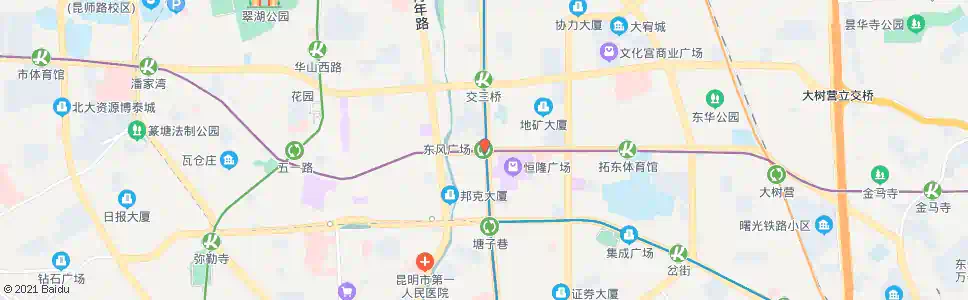 昆明东风广场_公交站地图_昆明公交_妙搜公交查询2025