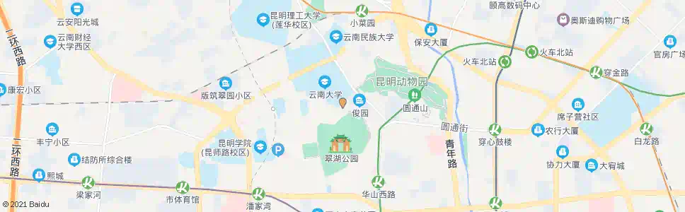 昆明云南大学(翠湖北路)_公交站地图_昆明公交_妙搜公交查询2025