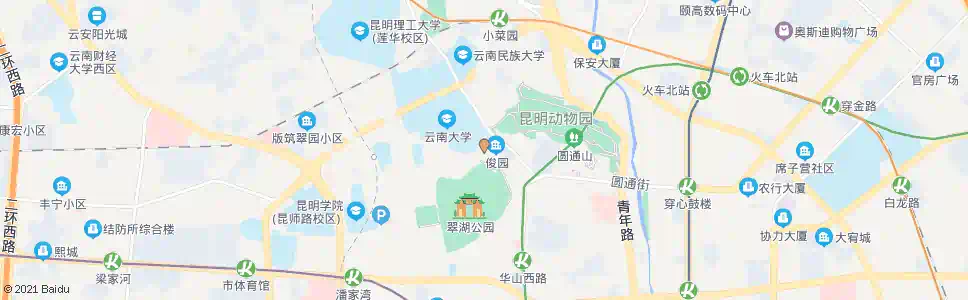 昆明云南大学(青云街)_公交站地图_昆明公交_妙搜公交查询2025