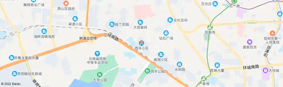 昆明西华小区(西园路)_公交站地图_昆明公交_妙搜公交查询2025