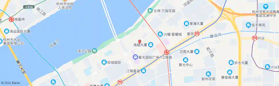 杭州滨盛路星光大道口_公交站地图_杭州公交_妙搜公交查询2025