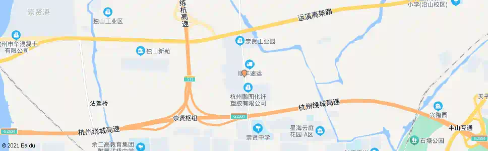 杭州崇贤村南_公交站地图_杭州公交_妙搜公交查询2025