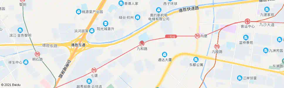 杭州地铁九和路站南_公交站地图_杭州公交_妙搜公交查询2025