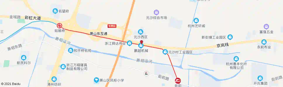杭州元沙村_公交站地图_杭州公交_妙搜公交查询2025